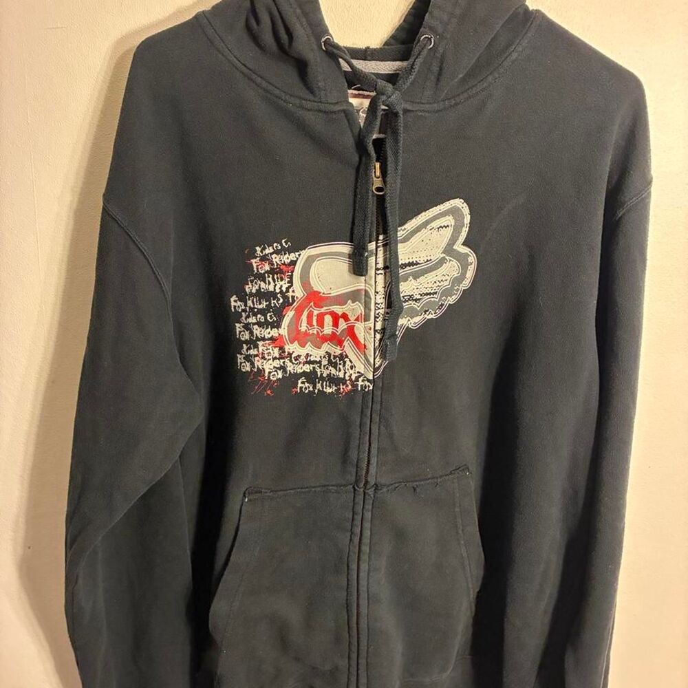 Fox-racing Men's Black and Navy Hoodie